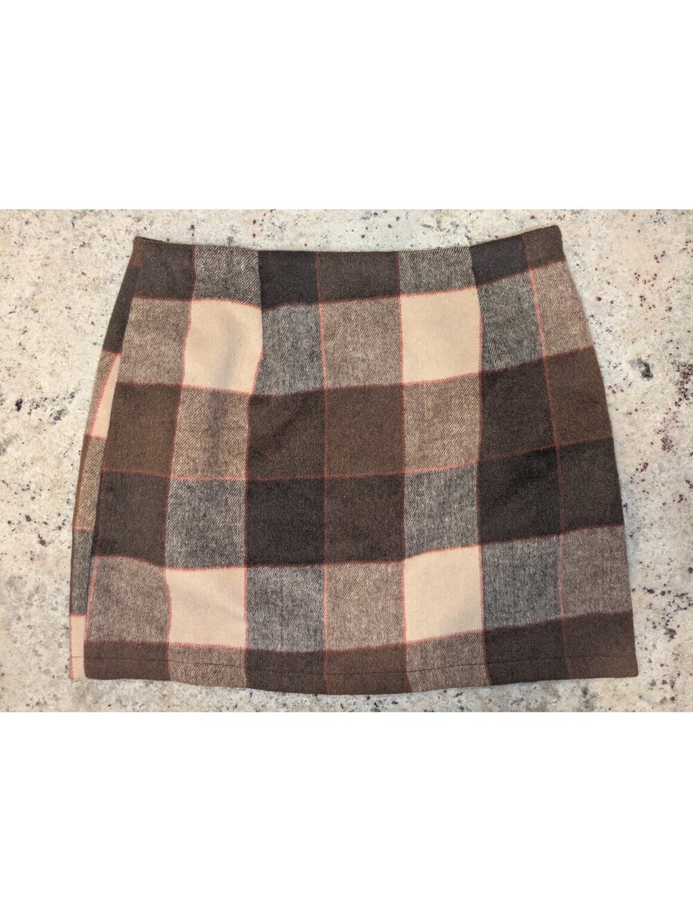 Brown Plaid Wool Blend Mini Skirt Size M Dark Academia Y2K